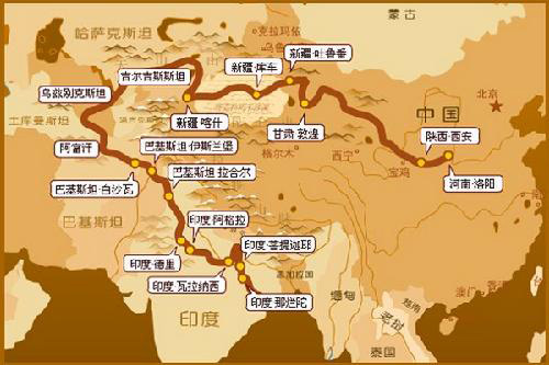 中国版本的西游记路线图 唐僧取经路线图